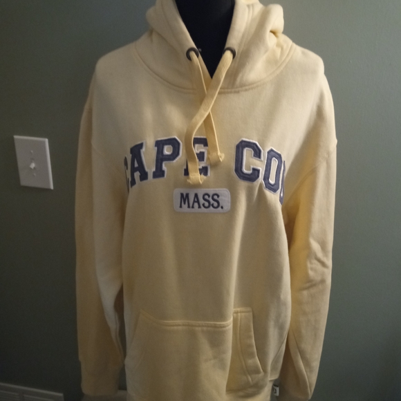 Great Whale. Woman's Large Cape Cod Mass Yellow Hoodie - Picture 3 of 12
